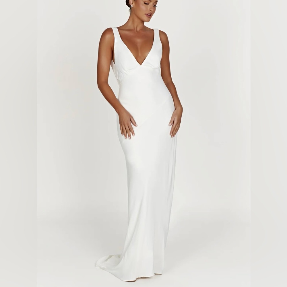 Meshki Amanza White Maxi Dress with Cowl Back